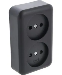 Q-LINK Opbouw Wandcontactdoos 2-voudig Zwart