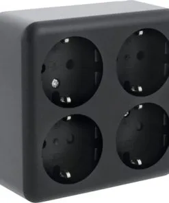 Q-LINK Opbouw Wandcontactdoos 4-voudig Zwart