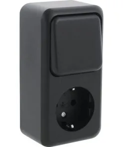Q-LINK Opbouw Combinatie Wandcontactdoos RA + Wisselschakelaar Zwart