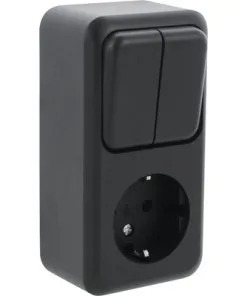 Q-LINK Opbouw Combinatie Wandcontactdoos RA + Serieschakelaar Zwart