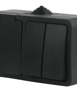 Q-LINK Opbouw Combinatie Wandcontactdoos RA + Serieschakelaar IP54 Zwart SWD