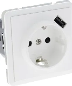 PEHA Standard Inbouw Wandcontactdoos 1-voudig RA Met USB Polarwit