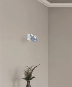 FLAIR Wandspot Acubens 1-lichts Nikkel/rookglas