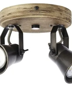 BRILLIANT Opbouwspot Dorisa 2-lichts Zwart/bruin -Binnenverlichting Verkoopwinkel DV 8 10137782 03 4c DE 20201016101651