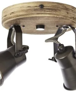 BRILLIANT Opbouwspot Dorisa 2-lichts Zwart/bruin -Binnenverlichting Verkoopwinkel DV 8 10137782 05 4c DE 20190717051755