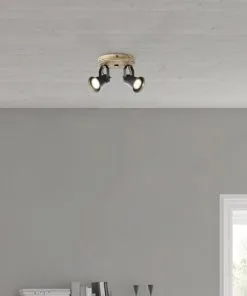 BRILLIANT Opbouwspot Dorisa 2-lichts Zwart/bruin