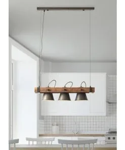 BRILLIANT Hanglamp Decca 3-lichts Hout-zwart