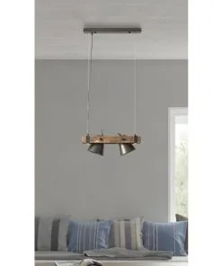 BRILLIANT Hanglamp Decca 2-lichts Hout-zwart