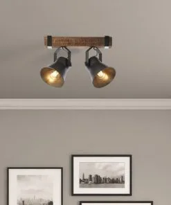 BRILLIANT Opbouwspot Op Balk Decca 2-lichts Zwart/bruin