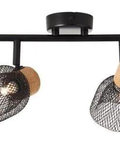 BRILLIANT Opbouwspot Flaka 2-lichts Kurk/metaal Zwart -Binnenverlichting Verkoopwinkel DV 8 10150680 06 4c DE 20190727211657