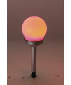 LED Solar Sokkellamp Met Bol Ø 10 Cm RGBW 33 Cm Zilver -Binnenverlichting Verkoopwinkel DV 8 10183105 04 4c DE 20211025212551