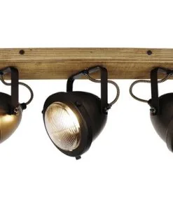 CHERICONI Plafondspot Bella 3-lichts Hout-grijs