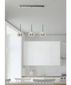 BRILLIANT Hanglamp Hadan 3-lichts Chroom-rookglas
