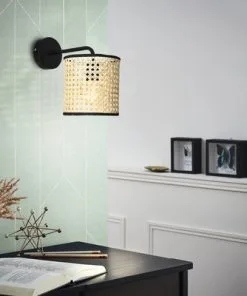 BRILLIANT Wandlamp Wiley Metaal-rotan Zwart-bruin -Binnenverlichting Verkoopwinkel DV 8 10210166 12 4c DE 20211213124751