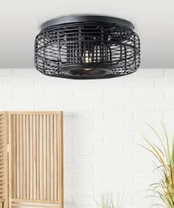 BRILLIANT Plafondlamp Crosstown Ø 45 Cm Bamboe Zwart