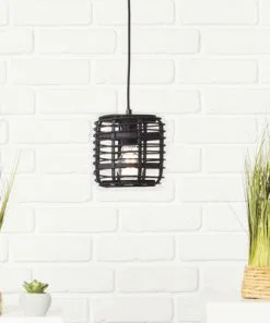 BRILLIANT Hanglamp Crosstown Ø 16 Cm Bamboe Zwart