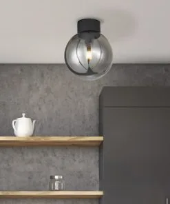 BRILLIANT Plafondlamp Astro Ø 25 Cm Zwart-rookglas