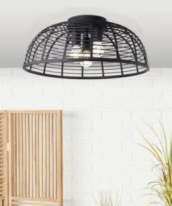 BRILLIANT Plafondlamp Crosstown Ø 57 Cm Bamboe Zwart