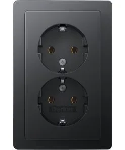 BERKER Q1 Inbouw Wandcontactdoos 2-voudig Met Randaarde Antraciet