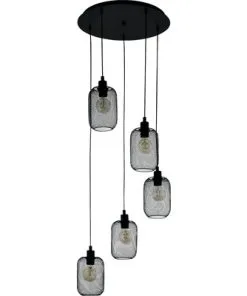 EGLO Hanglamp Wrington 5-lichts Zwart