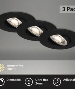 BRILONER LED Inbouwspot Set 7048 Ø 90 Mm Zwart, 3 Stuks -Binnenverlichting Verkoopwinkel DV 8 10326953 02 4c DE 20221005094650