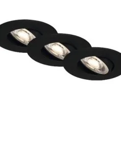 BRILONER LED Inbouwspot Set 7048 Ø 90 Mm Zwart, 3 Stuks