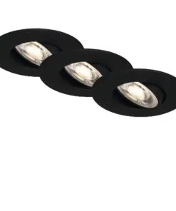 BRILONER LED Inbouwspot Set 7146 Ø 90 Mm Zwart, 3 Stuks