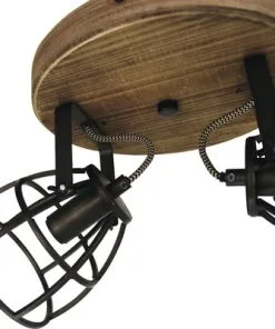 CHERICONI Plafondspot Aperto 2-lichts Zwart/hout -Binnenverlichting Verkoopwinkel DV 8 10326964 04 4c NL 20201224195742