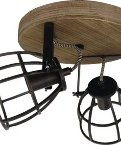 CHERICONI Plafondspot Aperto 2-lichts Zwart/hout -Binnenverlichting Verkoopwinkel DV 8 10326964 05 4c NL 20201224202214