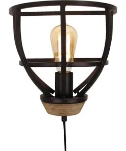 CHERICONI Wandlamp Aperto Zwart/hout