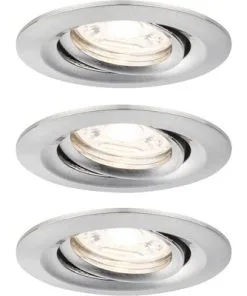 PAULMANN LED Inbouwspot Set Nova Mini Ø 66 Mm Geborsteld Staal, 3 Stuks