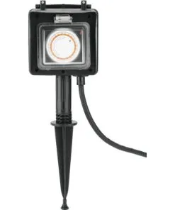 Tuincontactdoos 2-voudig Met Timer Op Grondpen IP44