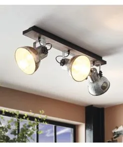 EGLO Opbouwspot Barnstaple 3-lichts Zink-hout