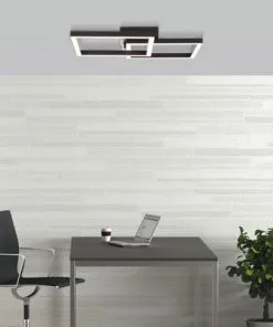 BRILLIANT LED Plafondlamp Kjorn 2-lichts 50x50 Cm Zwart