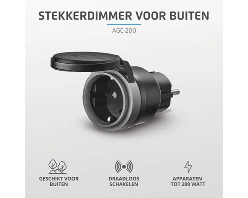 KLIKAANKLIKUIT® Stopcontactdimmer Voor Buiten AGC-200 Zwart 3 KLIKAANKLIKUIT® Stopcontactdimmer Voor Buiten AGC-200 Zwart - Afbeelding 3