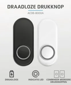 KLIKAANKLIKUIT® Draadloze Drukknop Voor Deurbellen ACDB-8000A Wit -Binnenverlichting Verkoopwinkel DV 8 10403063 03 4c NL 20210216061754