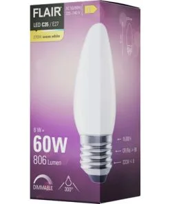 FLAIR LED Lamp E27/6W C35 Warmwit Mat -Binnenverlichting Verkoopwinkel DV 8 10437227 04 4c DE 20220329071654
