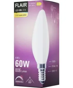 FLAIR LED Lamp E14/6W C35 Warmwit Mat -Binnenverlichting Verkoopwinkel DV 8 10437374 05 4c DE 20220401124750