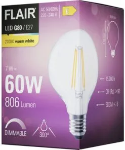 FLAIR LED Lamp E27/6,5W G80 Warmwit Helder -Binnenverlichting Verkoopwinkel DV 8 10437678 05 4c DE 20220401124650