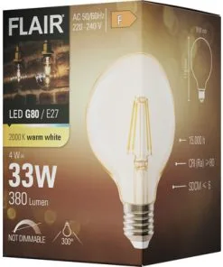 FLAIR LED Lamp E27/4W G80 Warmwit Amber -Binnenverlichting Verkoopwinkel DV 8 10445498 06 4c DE 20220401164658