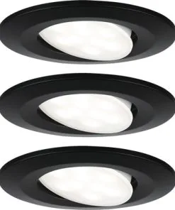 PAULMANN LED Inbouwspot Set Calla Ø 90 Mm Zwart, 3 Stuks