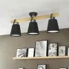 EGLO Plafondlamp Boyle 3-lichts Zwart-hout-leder