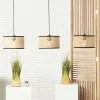 BRILLIANT Hanglamp Wiley 3-lichts Metaal-rotan Zwart-bruin