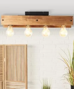 BRILLIANT Plafondlamp Calandra 4-lichts Hout-metaal Zwart