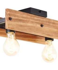 BRILLIANT Plafondlamp Calandra 2-lichts Hout-metaal Zwart -Binnenverlichting Verkoopwinkel DV 8 10470081 04 4c DE 20210707194750