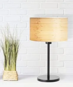 BRILLIANT Tafellamp Romm Ø 25 Cm Zwart-bamboe