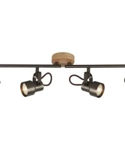 BRILONER LED Plafondspot 2872-045 4-lichts Grijs-hout