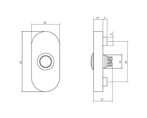 INTERSTEEL Beldrukker Ovaal 65x30 Mm RVS 2 INTERSTEEL Beldrukker Ovaal 65x30 Mm RVS - Afbeelding 2