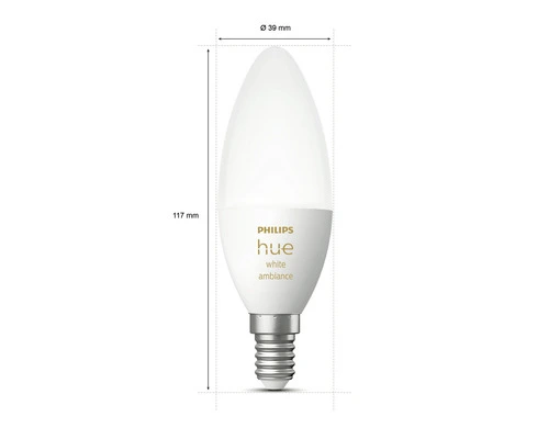 PHILIPS Hue White Ambiance LED-lamp E14/4W B39 Instelbaar Wit, 2 Stuks 6 PHILIPS Hue White Ambiance LED-lamp E14/4W B39 Instelbaar Wit, 2 Stuks - Afbeelding 6