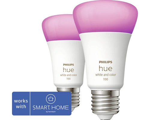 PHILIPS Hue White And Color Ambiance LED-lamp E27/9W A60 RGBW, 2 Stuks 1 PHILIPS Hue White And Color Ambiance LED-lamp E27/9W A60 RGBW, 2 Stuks